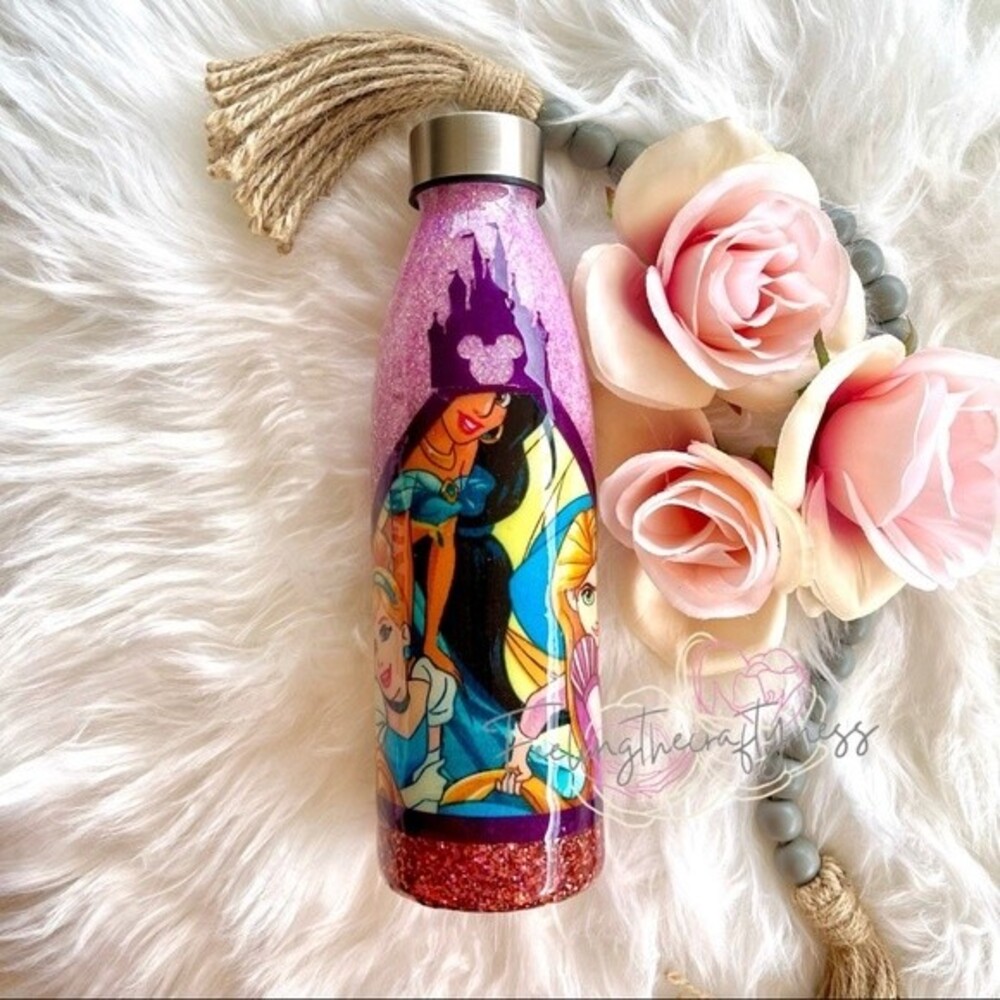 NWOT Women’s Disney Princesses Resin Fabric Glitter Tumbler Purple 22 oz